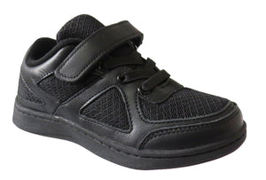 Boys Girls Kids Comfortable Black Sport School Shoes with Velcro Strap for Versatile Wear