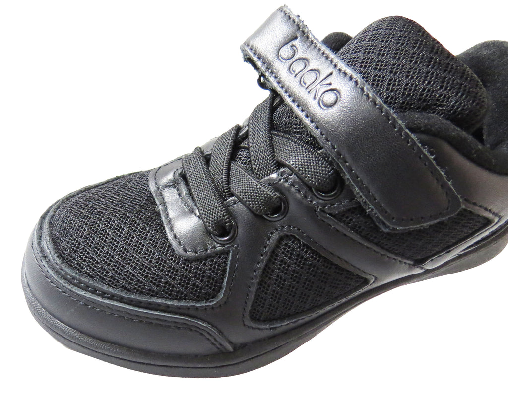 Boys Girls Kids Comfortable Black Sport School Shoes with Velcro Strap for Versatile Wear
