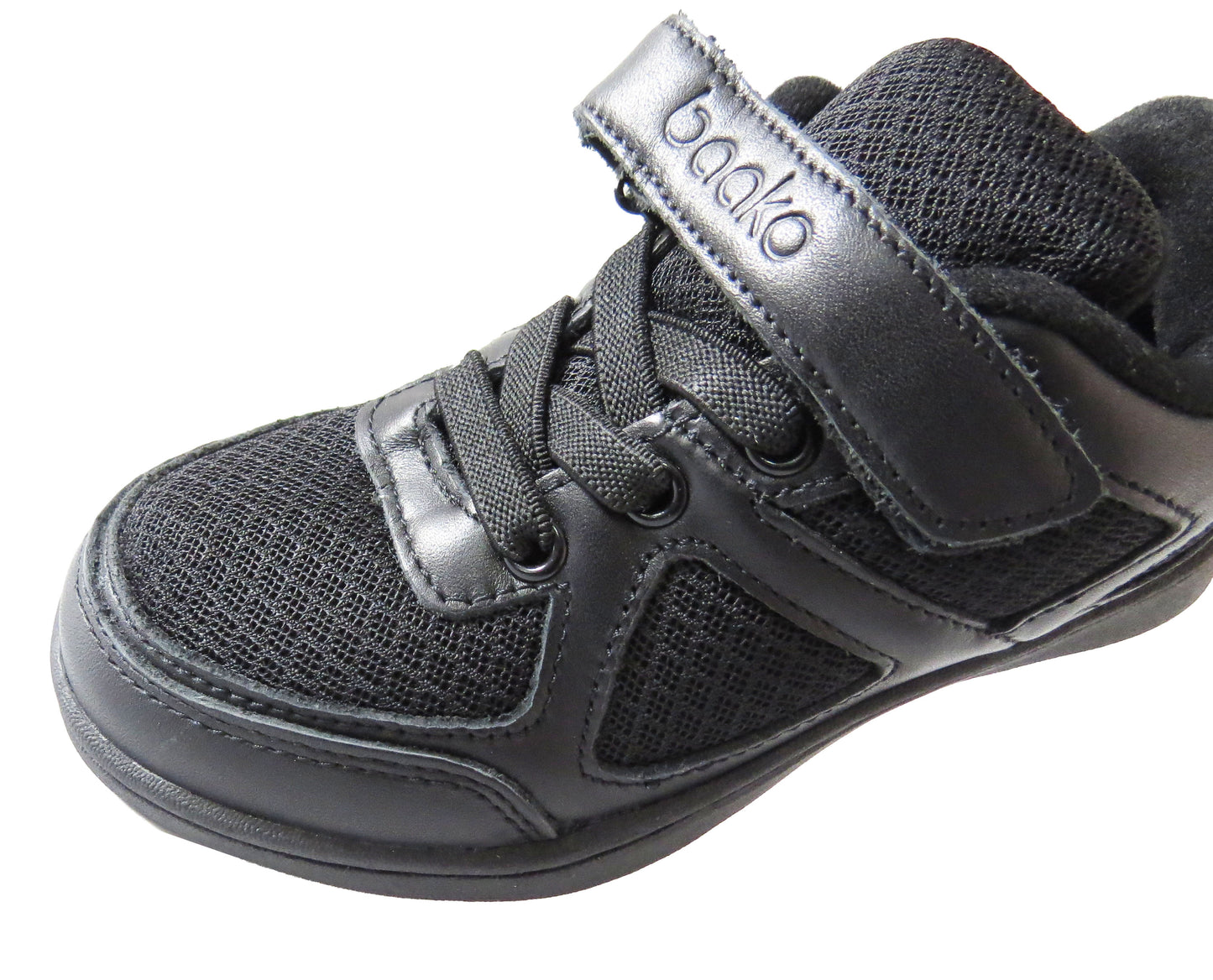 Boys Girls Kids Comfortable Black Sport School Shoes with Velcro Strap for Versatile Wear