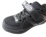 Boys Girls Kids Comfortable Black Sport School Shoes with Velcro Strap for Versatile Wear