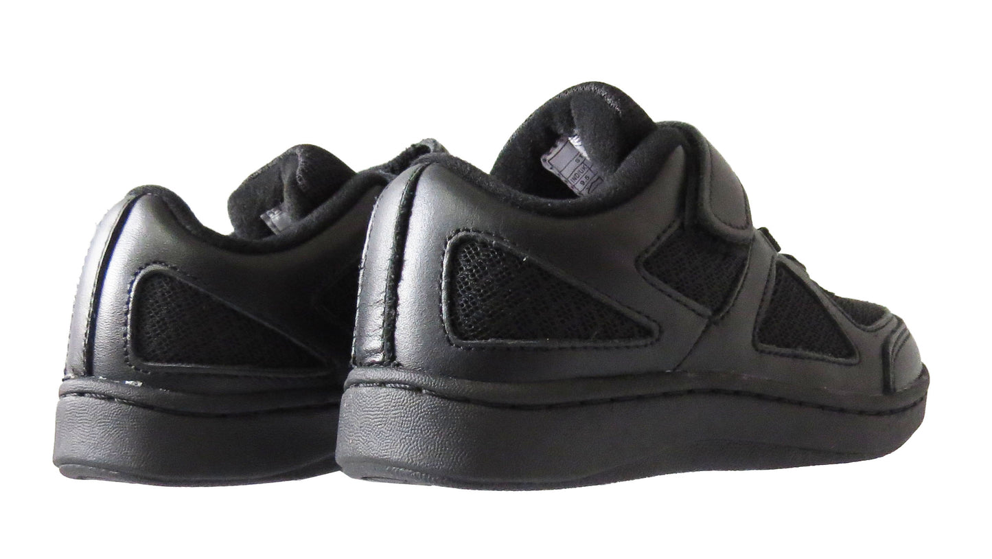 Boys Girls Kids Comfortable Black Sport School Shoes with Velcro Strap for Versatile Wear