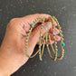 Turquoise/Moonstone Beaded Brass Bangles.