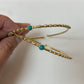 Turquoise/Moonstone Beaded Brass Bangles.