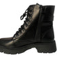 Reyna Womens Diamante Buckle Winter Faux Leather Ladies Combat Ankle Boots Black