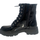 Reyna Womens Diamante Buckle Winter Faux Leather Patent Ladies Combat Ankle Boots Black