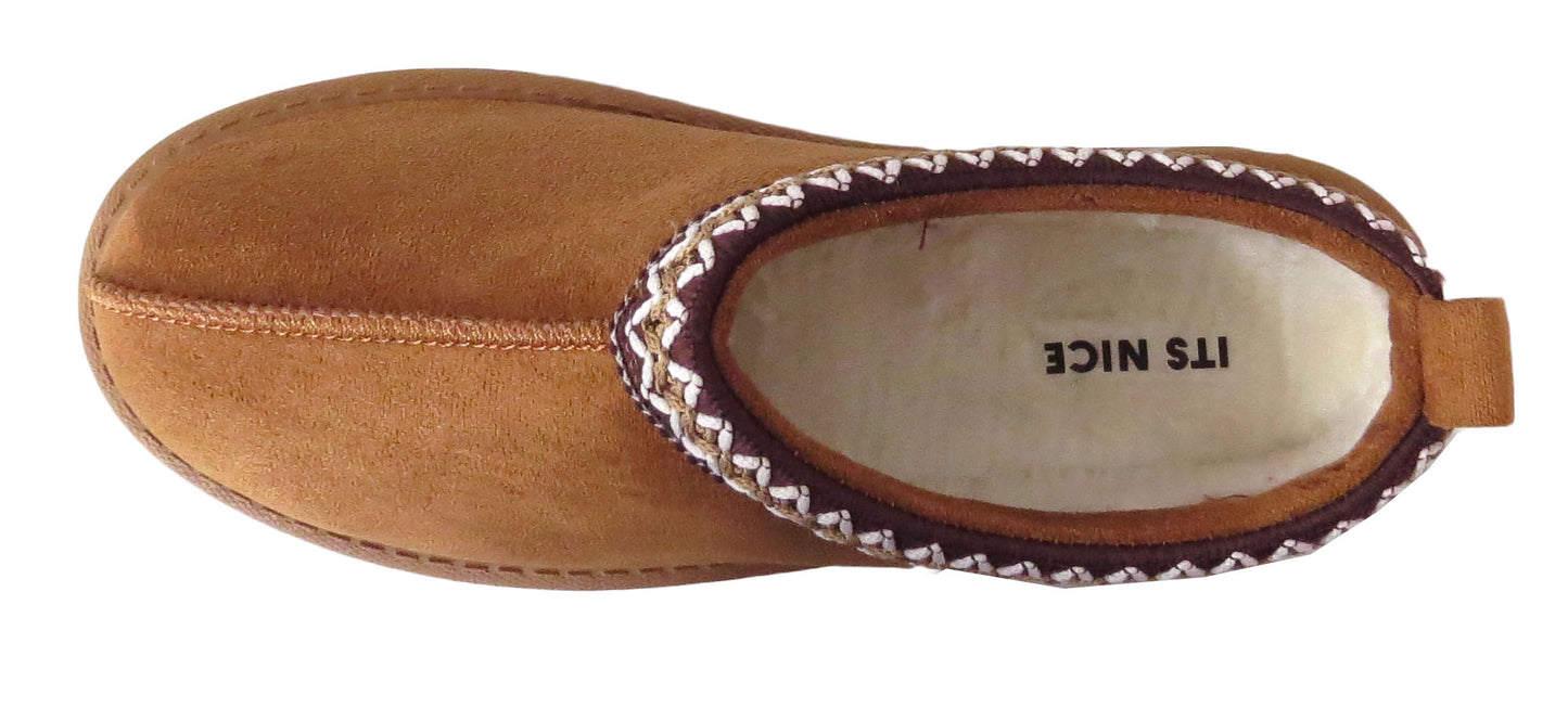 Ladies Cozy Indoor Slippers – Faux Fur Lined, Aztec Style