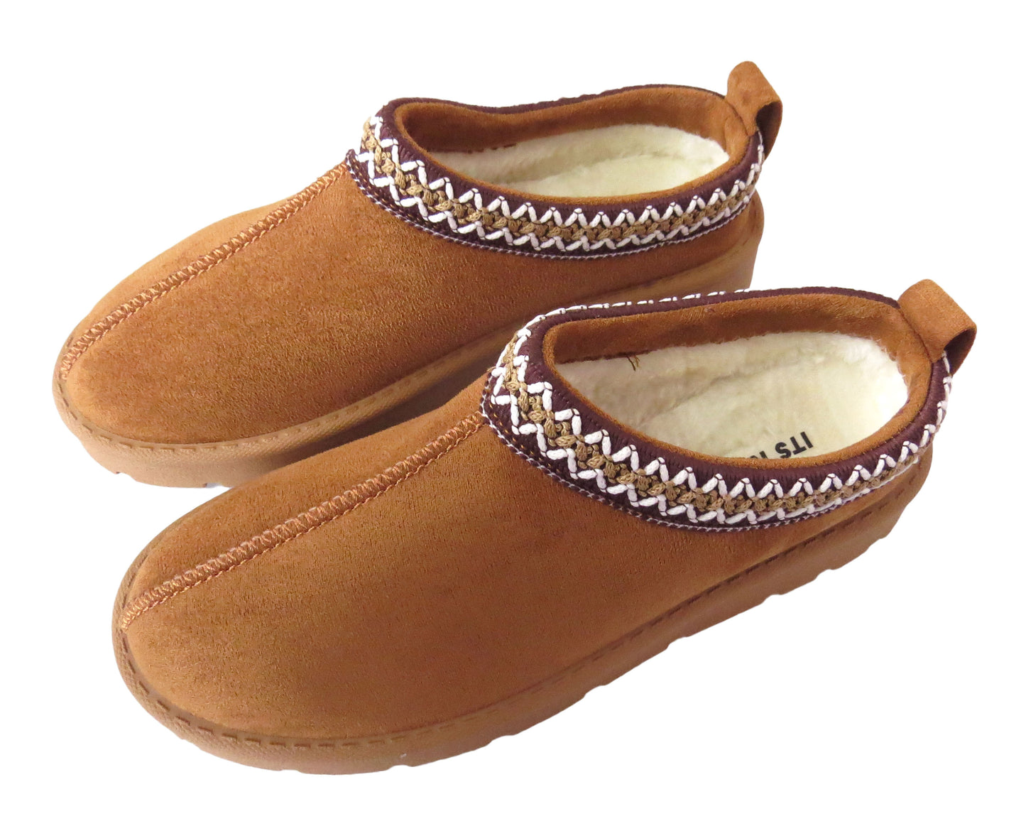 Ladies Cozy Indoor Slippers – Faux Fur Lined, Aztec Style