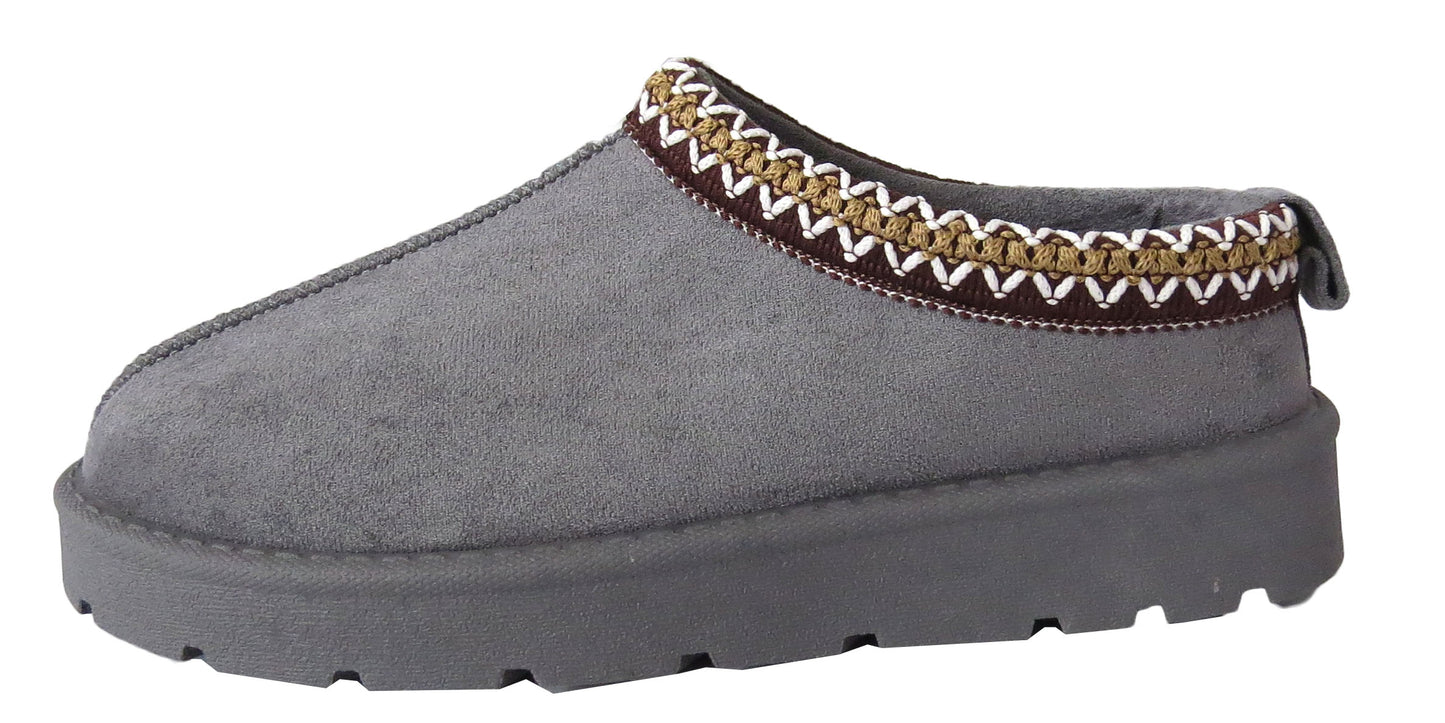 Atzi Ladies Embroidered Faux Suede Fur Lined Slippers Mules