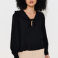 Gaela Moss Crepe Statement Collar Long Sleeve Blouse