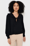 Gaela Moss Crepe Statement Collar Long Sleeve Blouse