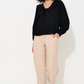 Gaela Moss Crepe Statement Collar Long Sleeve Blouse