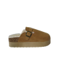 Ellen Ladies Faux Fur Lined Platform Mules Buckle Slippers
