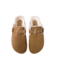 Ellen Ladies Faux Fur Lined Platform Mules Buckle Slippers