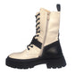 Jesse Womens Combat Military Lace Strap Winter Zip Up Ladies Chunky Heel Ankle Boots Beige