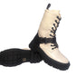 Jesse Womens Combat Military Lace Strap Winter Zip Up Ladies Chunky Heel Ankle Boots Beige