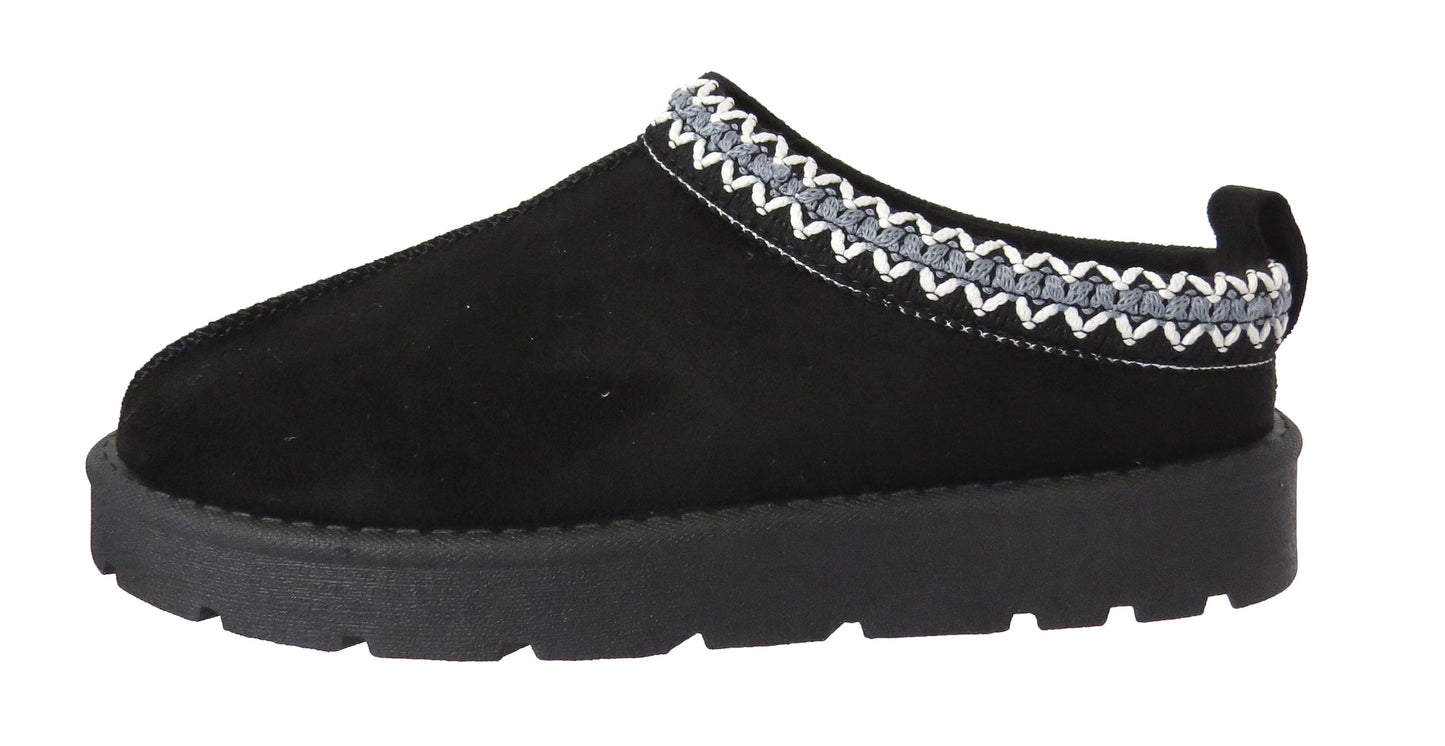 Atzi Ladies Embroidered Faux Suede Fur Lined Slippers Mules