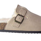 Didi Women's Faux Suede Buckle Slippers with Faux Fur Lining and Cork Platform Comfy & Stylish
