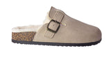 Didi Women's Faux Suede Buckle Slippers with Faux Fur Lining and Cork Platform Comfy & Stylish