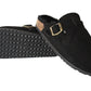 Didi Women's Faux Suede Buckle Slippers with Faux Fur Lining and Cork Platform Comfy & Stylish