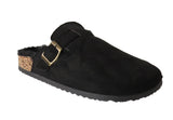 Didi Women's Faux Suede Buckle Slippers with Faux Fur Lining and Cork Platform Comfy & Stylish