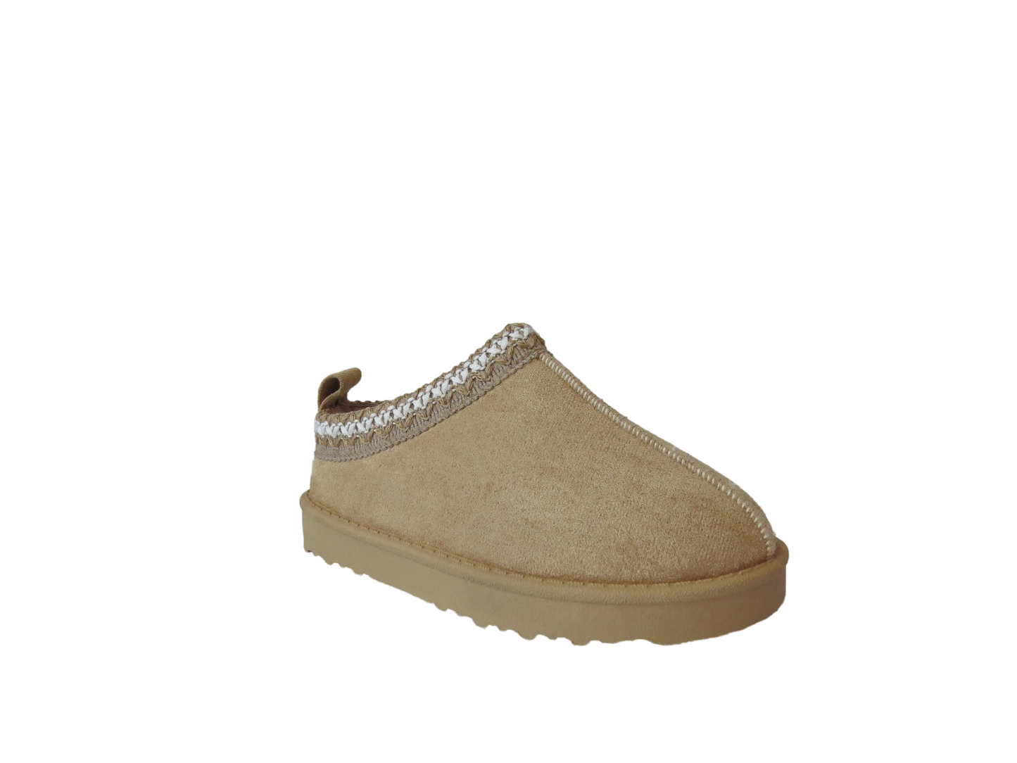 Girls Cozy Kid's Embroidered Faux Suede Slippers with Faux Fur Lining