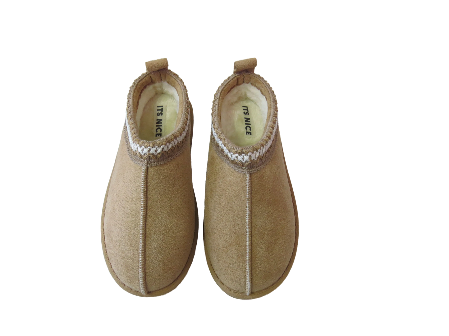 Girls Cozy Kid's Embroidered Faux Suede Slippers with Faux Fur Lining