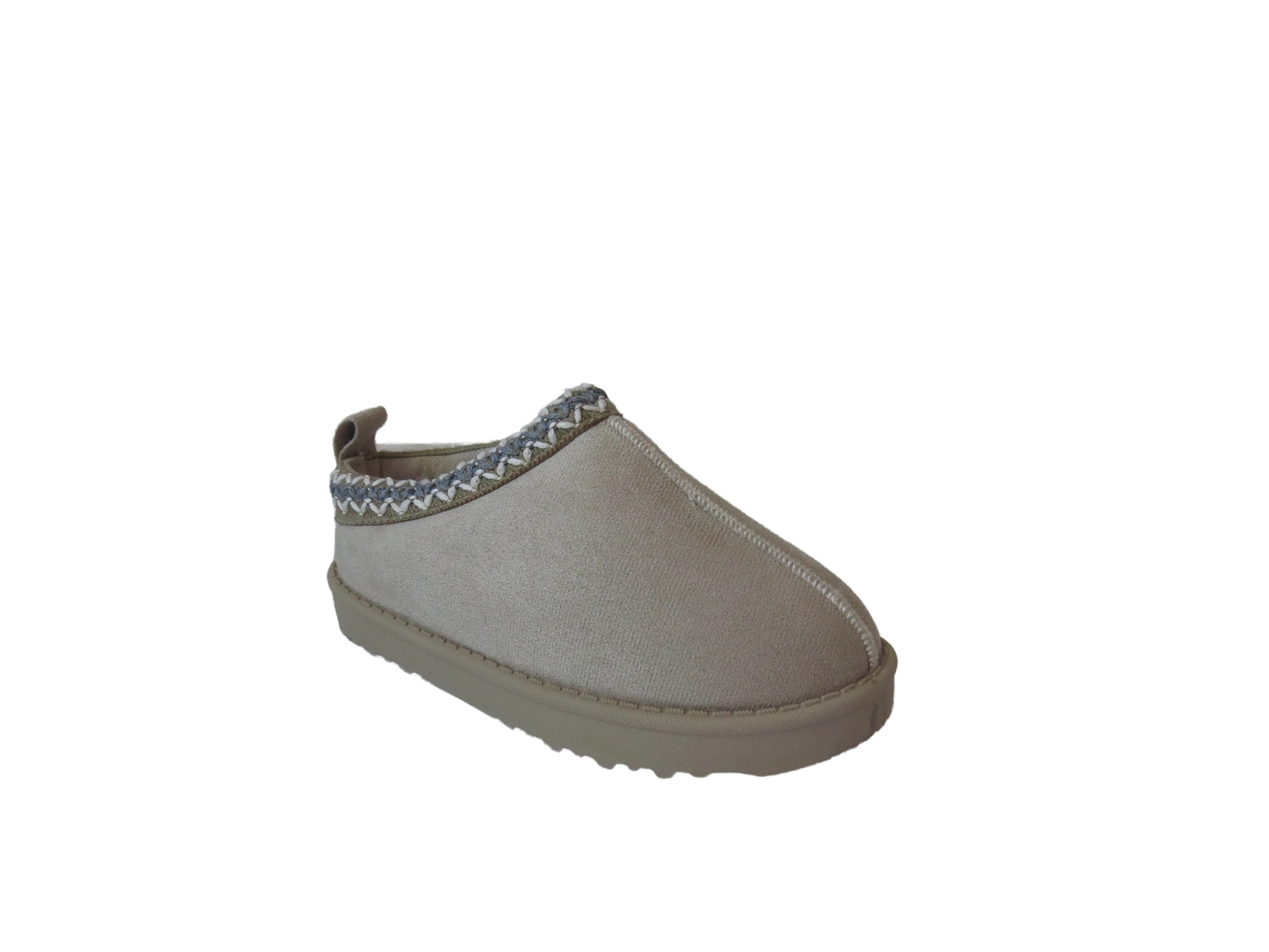 Girls Cozy Kid's Embroidered Faux Suede Slippers with Faux Fur Lining