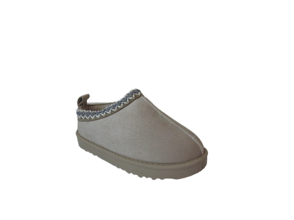 Girls Cozy Kid's Embroidered Faux Suede Slippers with Faux Fur Lining