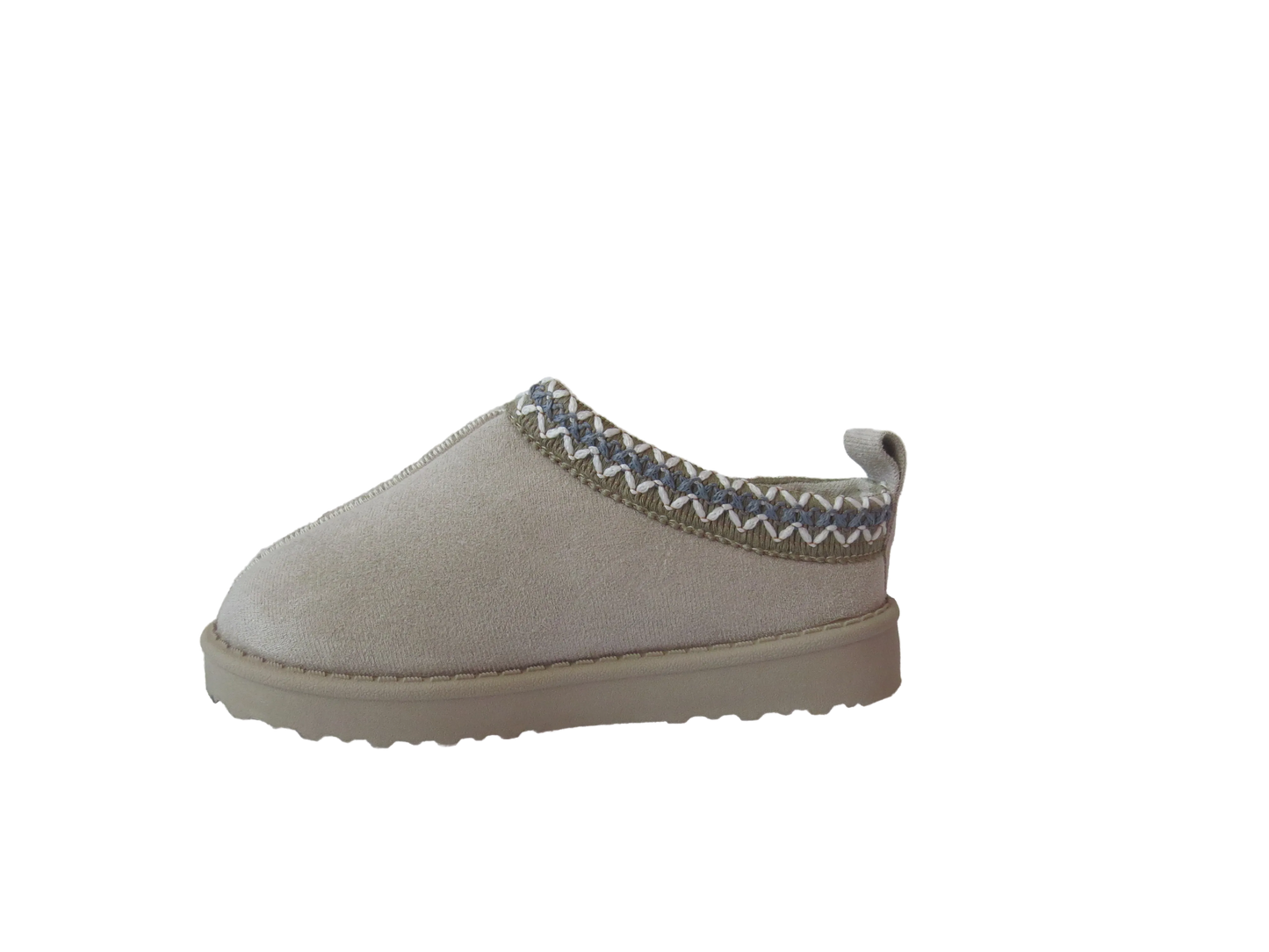 Girls Cozy Kid's Embroidered Faux Suede Slippers with Faux Fur Lining