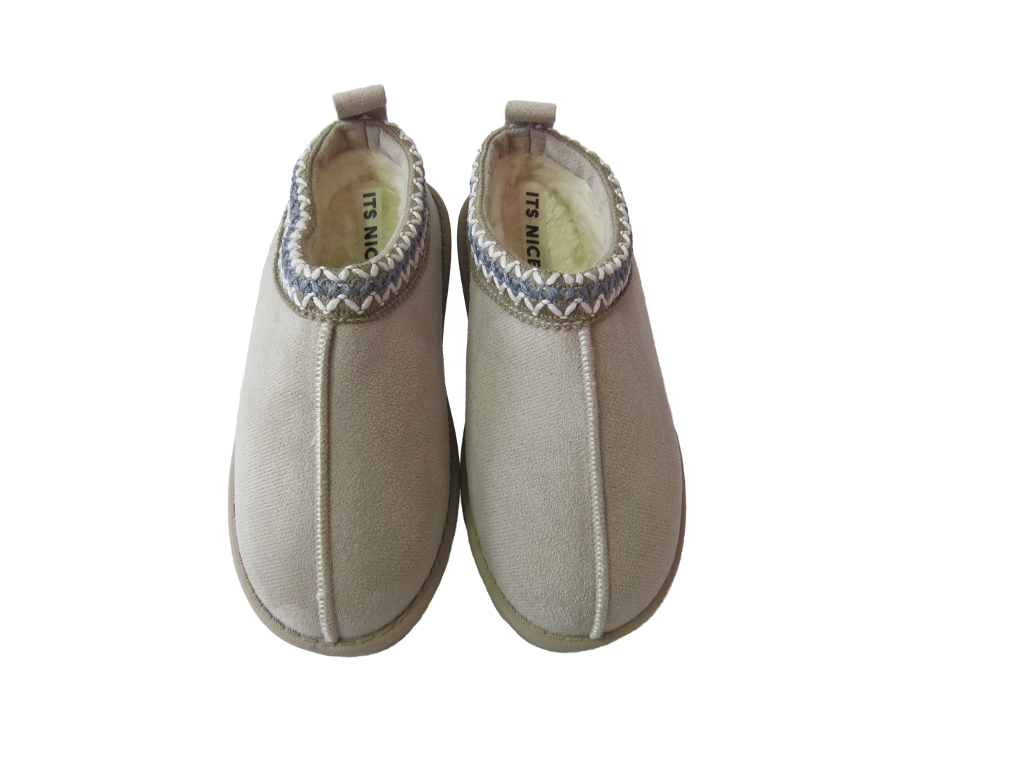 Girls Cozy Kid's Embroidered Faux Suede Slippers with Faux Fur Lining