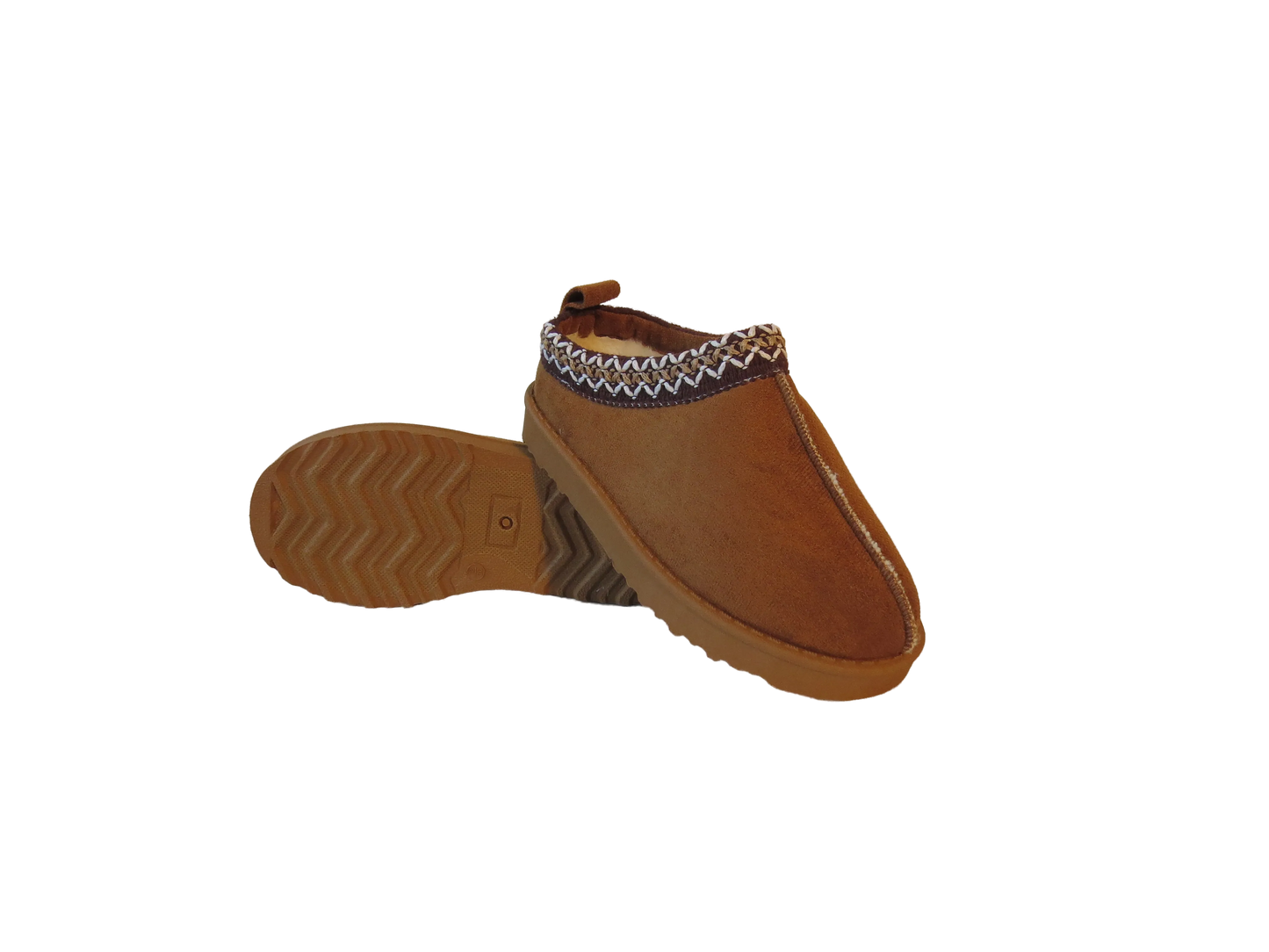 Girls Cozy Kid's Embroidered Faux Suede Slippers with Faux Fur Lining