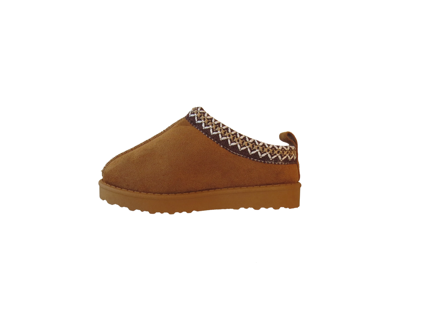 Girls Cozy Kid's Embroidered Faux Suede Slippers with Faux Fur Lining
