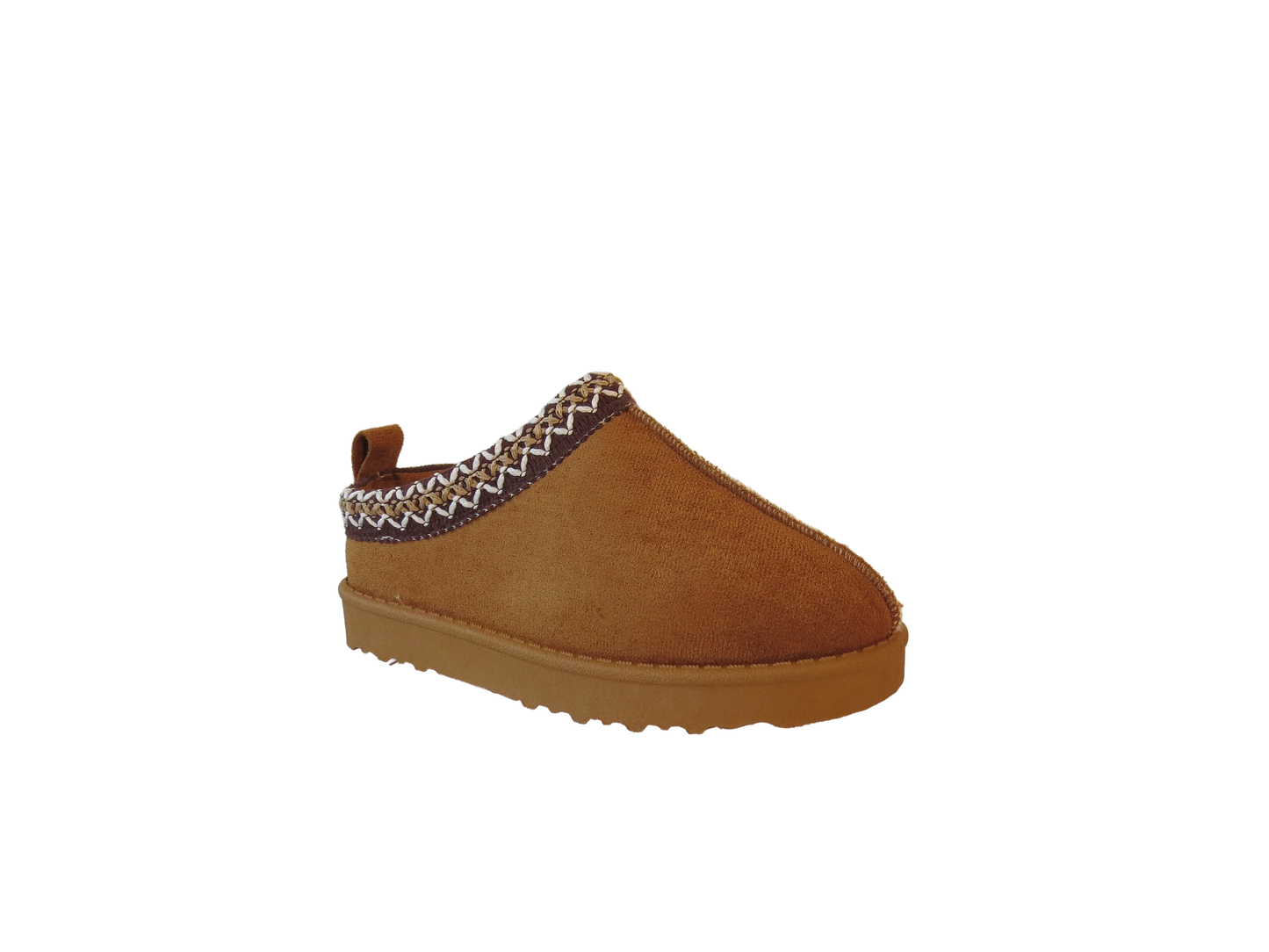 Girls Cozy Kid's Embroidered Faux Suede Slippers with Faux Fur Lining