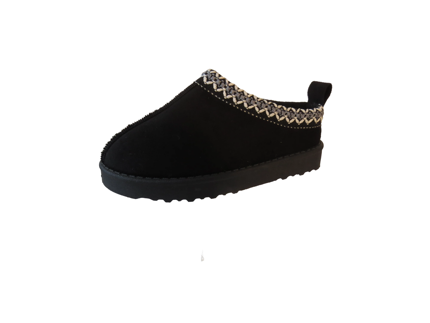 Girls Cozy Kid's Embroidered Faux Suede Slippers with Faux Fur Lining