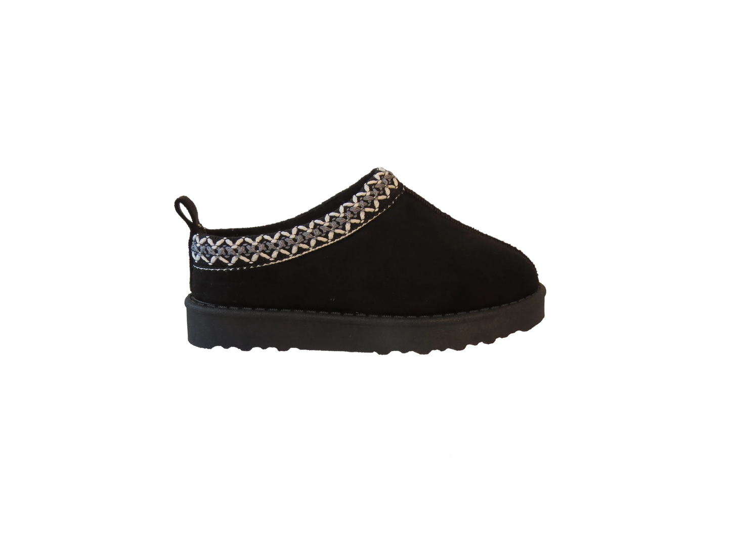 Girls Cozy Kid's Embroidered Faux Suede Slippers with Faux Fur Lining