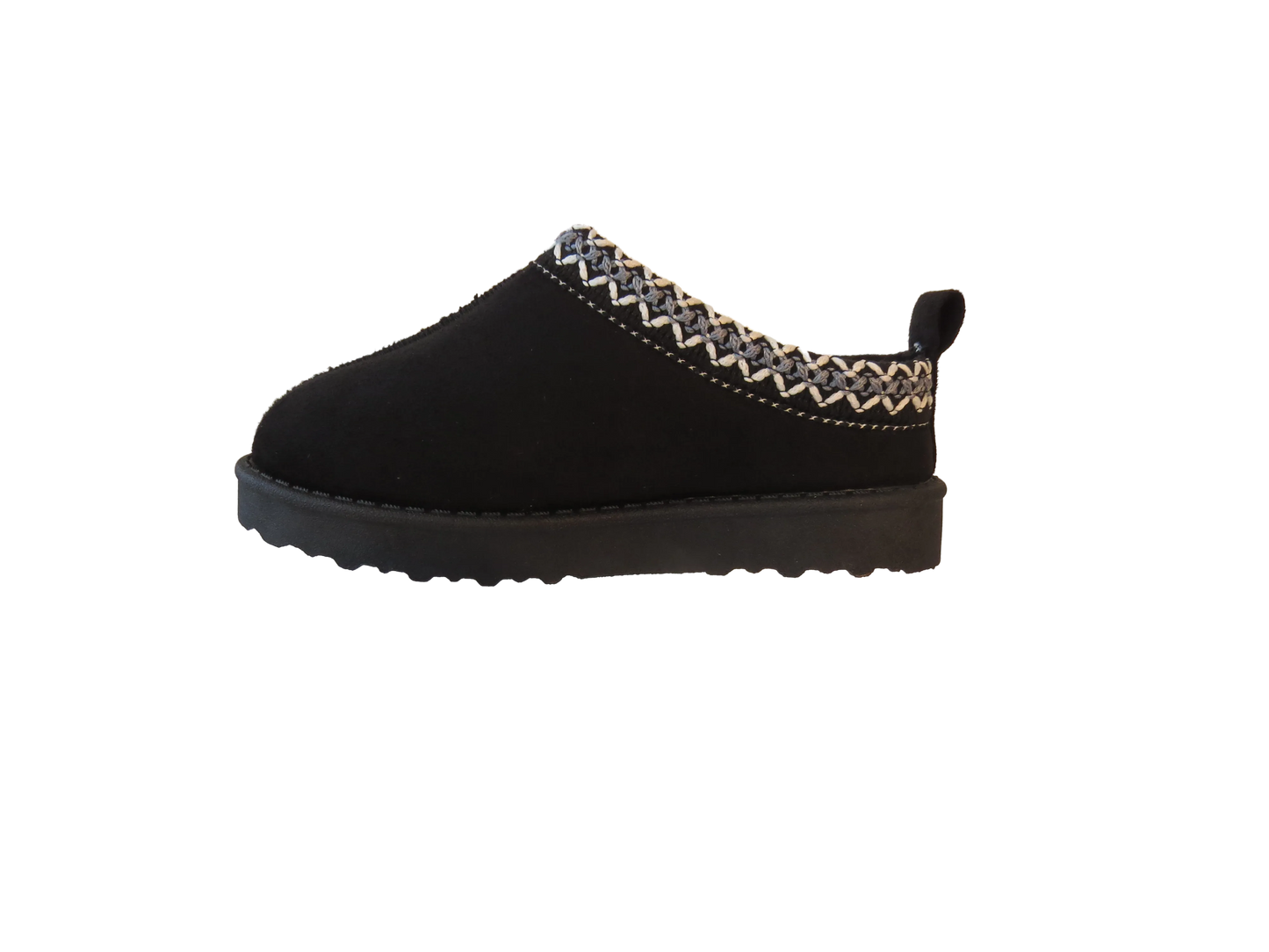 Girls Cozy Kid's Embroidered Faux Suede Slippers with Faux Fur Lining