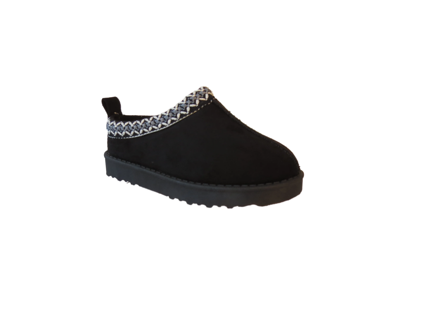 Girls Cozy Kid's Embroidered Faux Suede Slippers with Faux Fur Lining