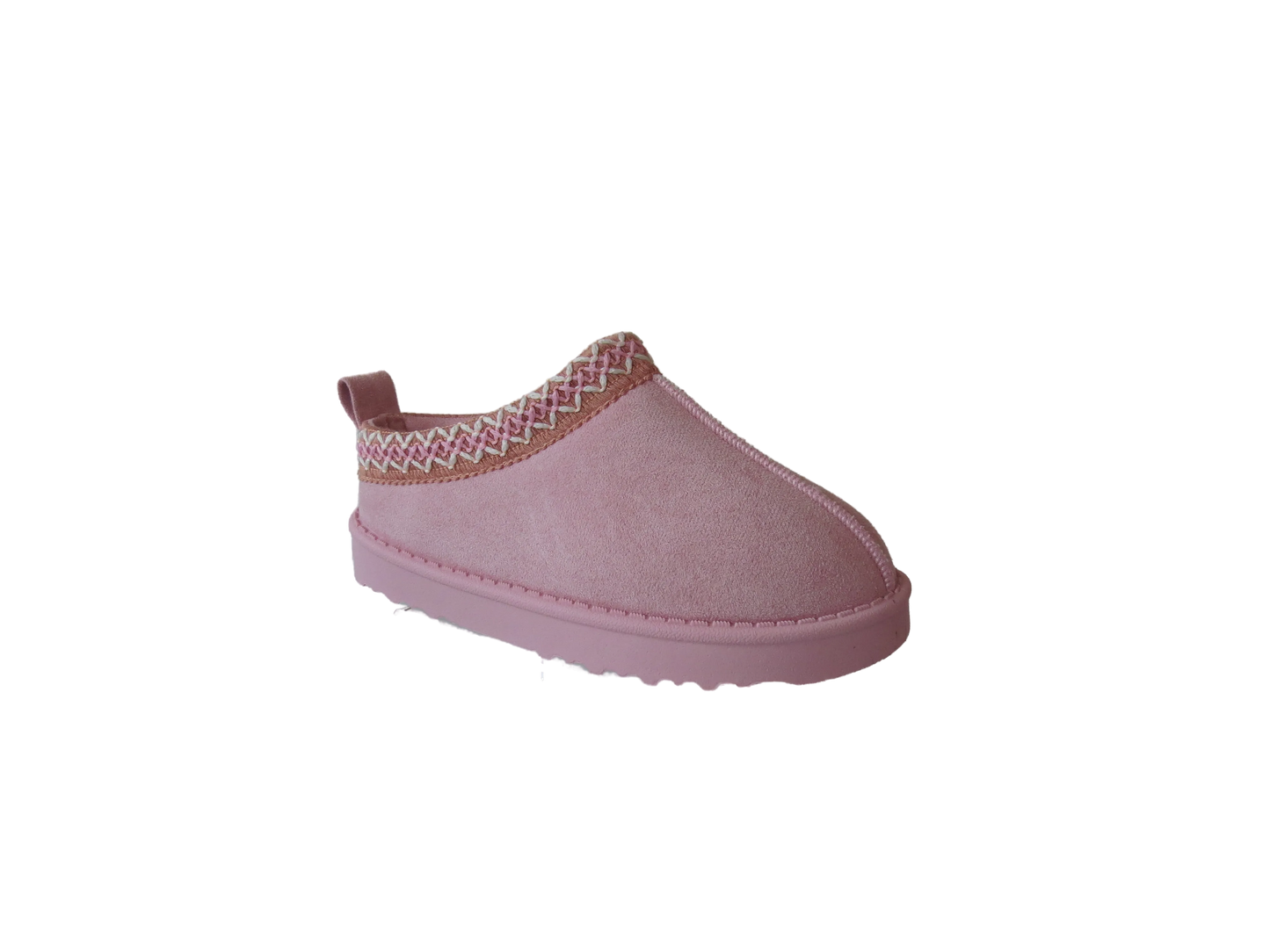Girls Cozy Kid's Embroidered Faux Suede Slippers with Faux Fur Lining