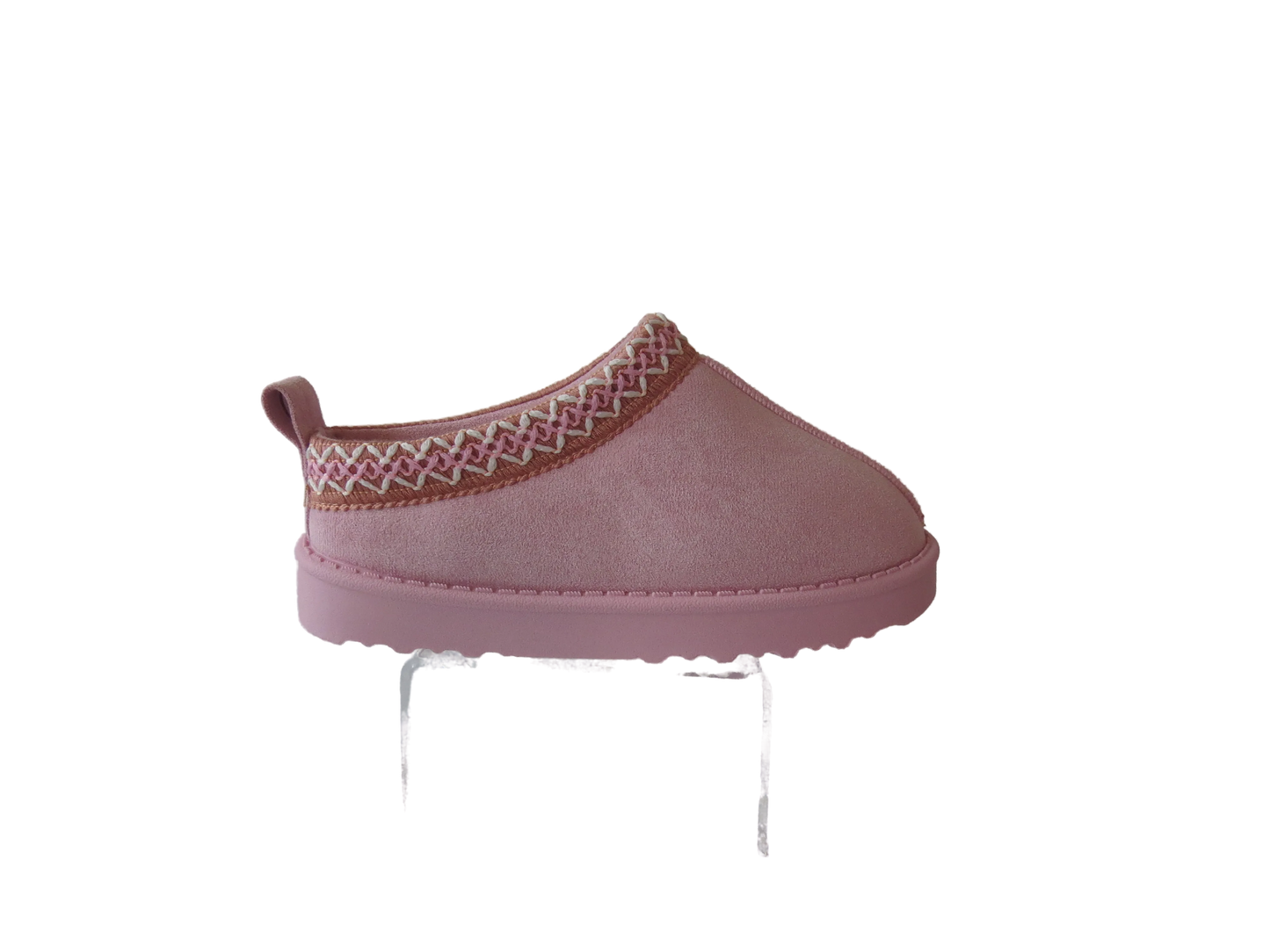 Girls Cozy Kid's Embroidered Faux Suede Slippers with Faux Fur Lining