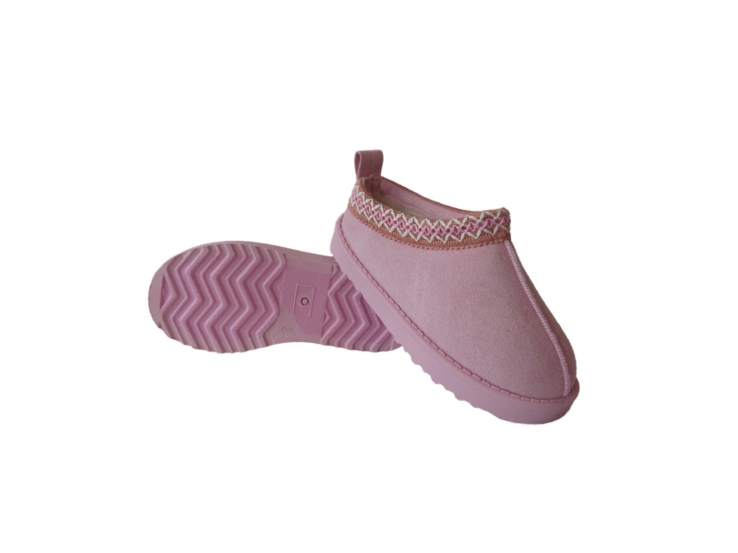 Girls Cozy Kid's Embroidered Faux Suede Slippers with Faux Fur Lining