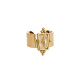 Luna Luxe 18k Gold Plated Wide Band Irregular Crystal Ring