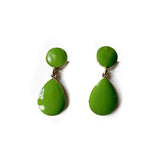 Terra Lime Green Enamel Tear Drop Earrings