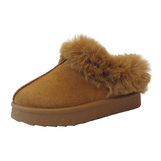 Cozy Kids' Girls' Slippers with Faux Fur Collar and Lining