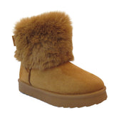 Cozy Kids' Faux Fur Lined Boots with Fluffy Collar - Girls' Comfort Winter Footwear