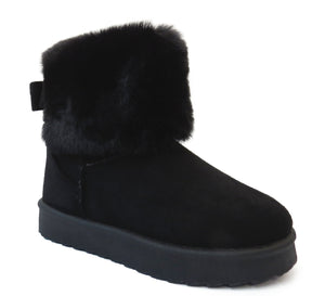 Cozy Kids' Faux Fur Lined Boots with Fluffy Collar - Girls' Comfort Winter Footwear