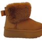 Betty Stylish Ladies Faux Suede Fur-Lined Collar Boots - Khaki, Black, Camel