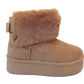 Betty Stylish Ladies Faux Suede Fur-Lined Collar Boots - Khaki, Black, Camel