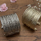 Hammered Gold/Sliver Finish Stack Cuff – Adjustable Brass Bangles Set.