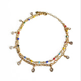 Summer Luxe 18k Gold Plated Double Layer Jewel Anklet