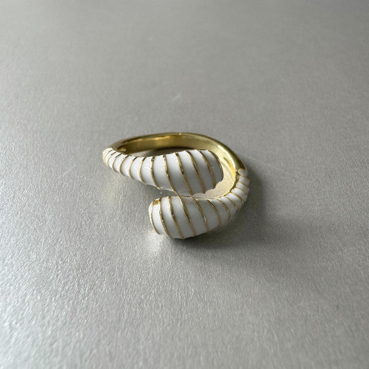Sloane White And Gold Enamel Ring